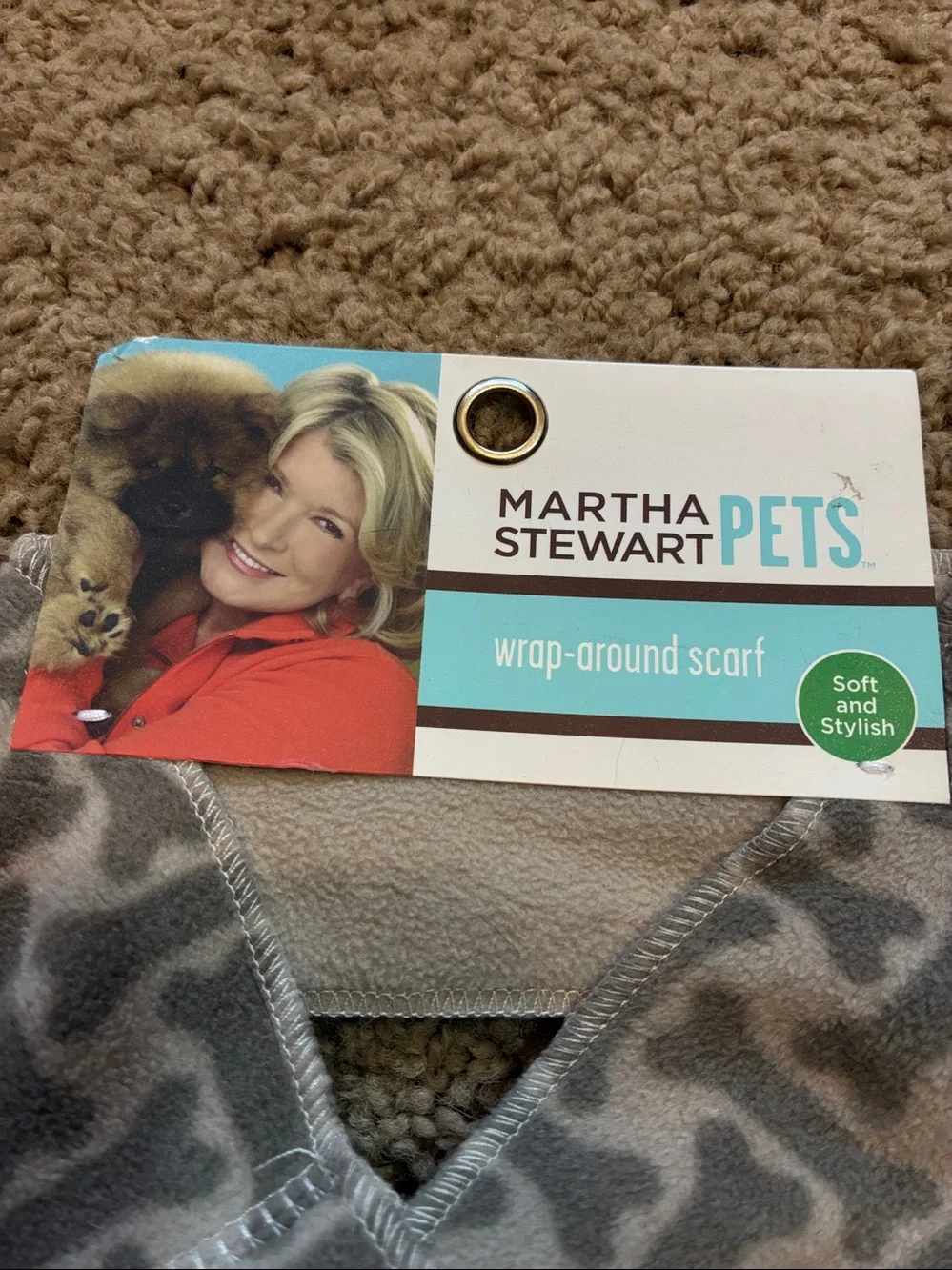 Martha Stewart Pets Gray Camouflage Wrap-Around Dog Scarf